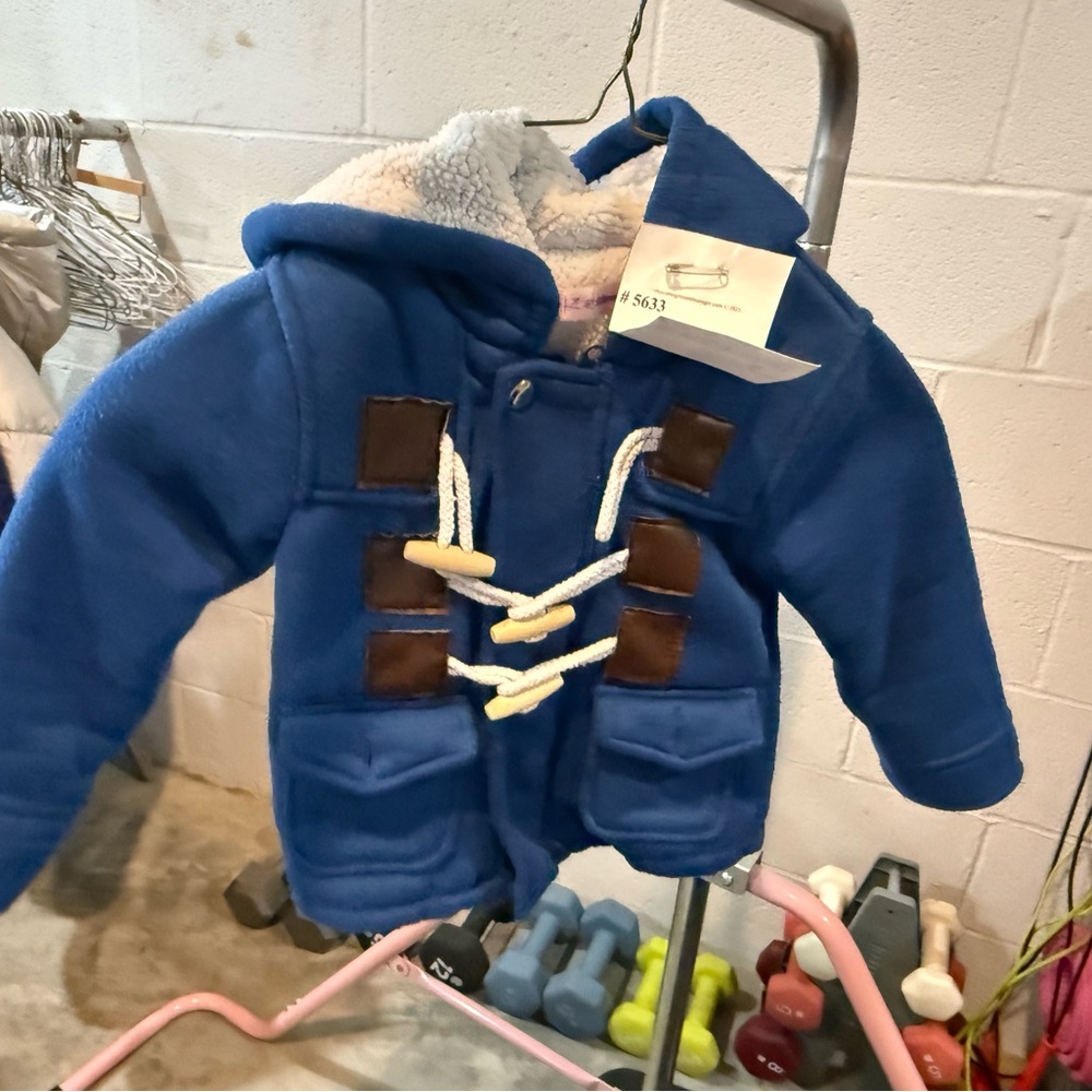 Blue Toggle Coat with Brown Accents